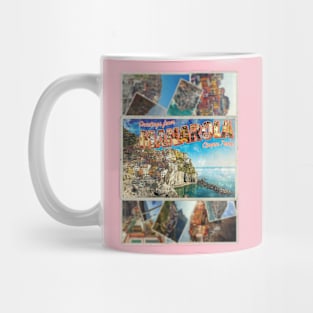 Greetings from Manarola Cinque Terre vintage style retro souvenir Mug